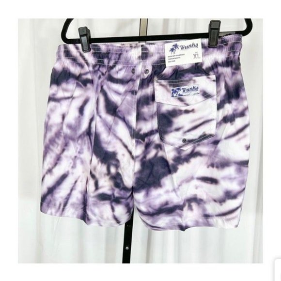 Trunks Surf & Swim Co Sz XL Ink Splash Tie Dye Black Sano Pattern Board Shorts - Picture 6 of 6